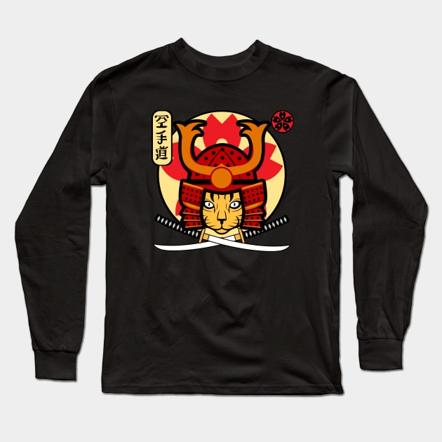 Samurai Cat Long Sleeve T-Shirt by FullOnNostalgia